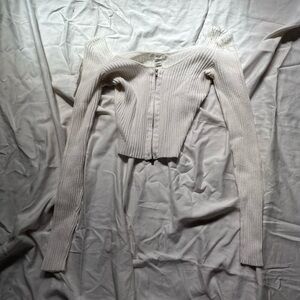 Women’s zipper cropped fitted sweater